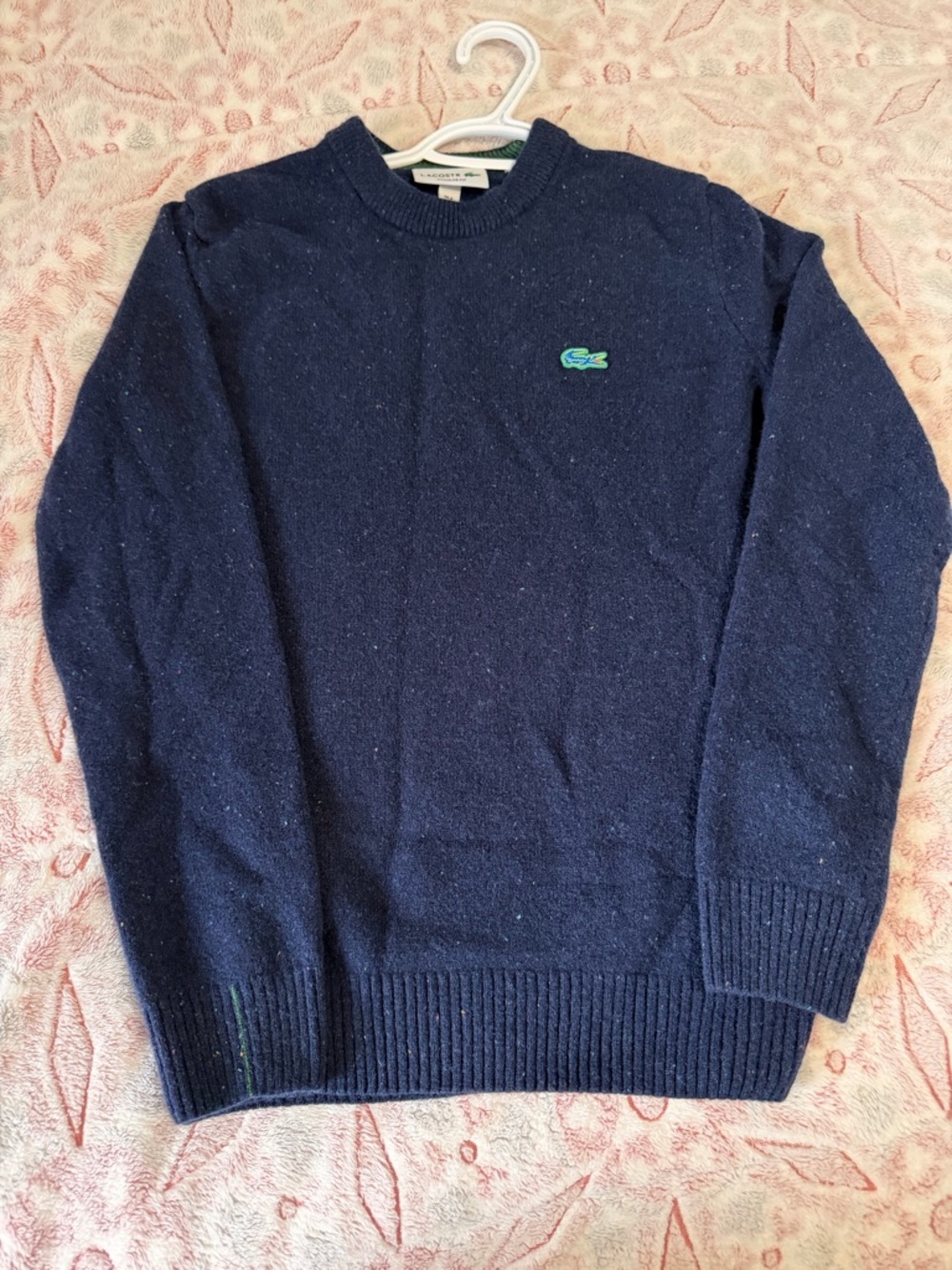 Lacoste Dark Navy Crewneck Sweater with Green Crocodile Logo